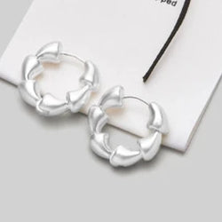 Rhodium Sectioned Hoop Earrings