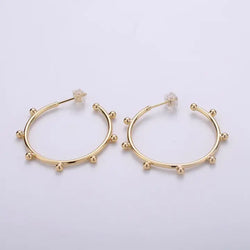 18K Gold Filled Ball Hoop Earrings, Beaded Hoop Earrings