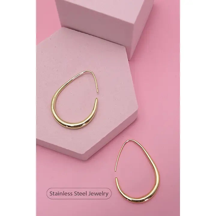 18K Stainless Steel Waterproof Tarnish Free Hoops - Gold