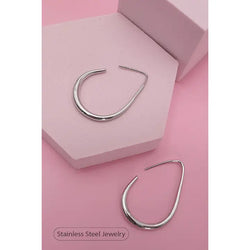 18K Stainless Steel Waterproof Tarnish Free Hoops - Silver