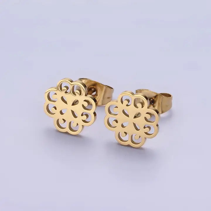 Artisan Flower Open Stud Earrings