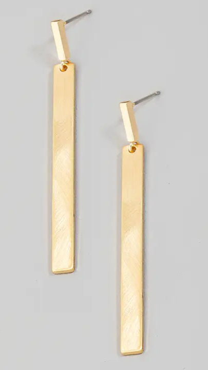 Brushed Metallic Bar Dangle Earrings Bushed Brass