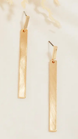 Brushed Metallic Bar Dangle Earrings Bushed Brass