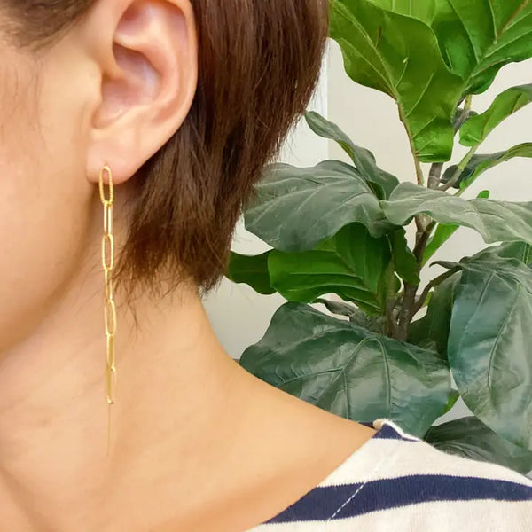 Double Chain Drop Earrings - Gold