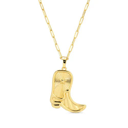 Feeling Country Cowgirl Boot Pendant Necklace - Gold