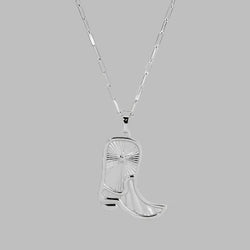 Feeling Country Cowgirl Boot Pendant Necklace - Silver