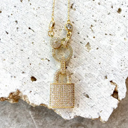 Gold Lock Crystal Boutique Necklace