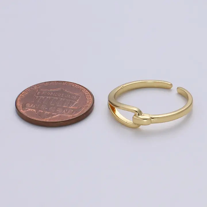 Hold Me Tight Gold Ring, Adjustable Gold Curb Ring