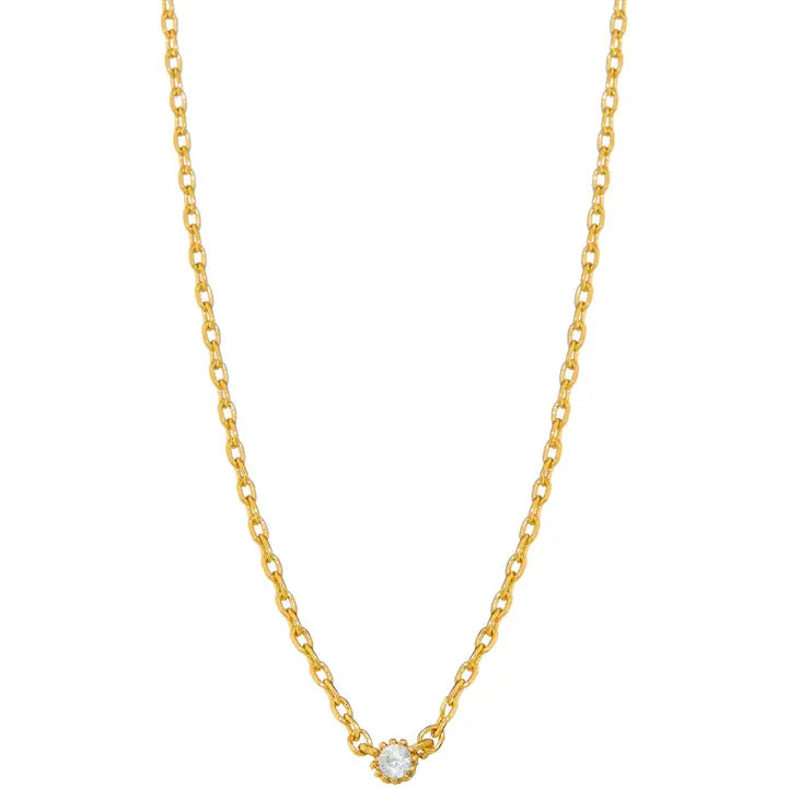 Mini Diamond Pendant Necklace - Gold