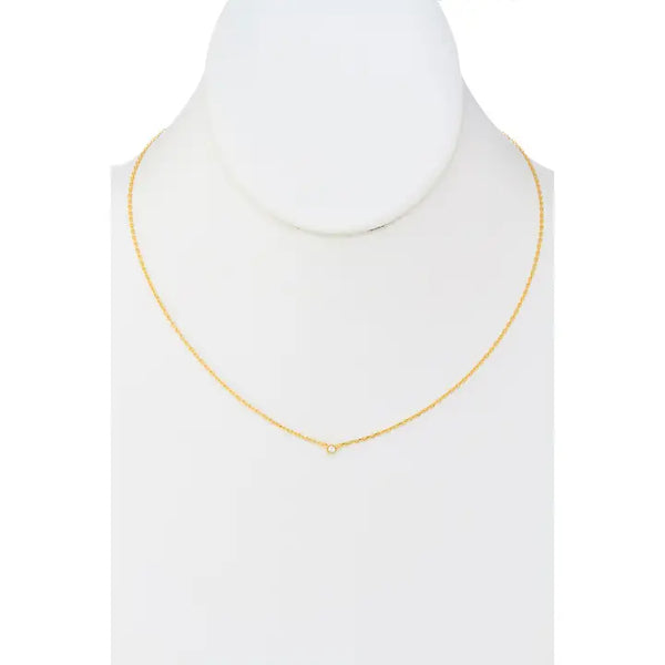 Mini Diamond Pendant Necklace - Gold