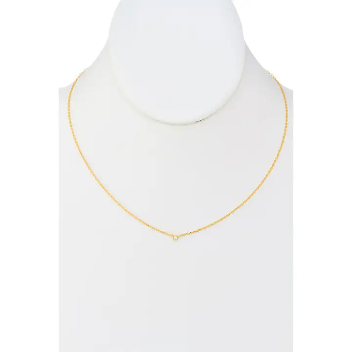 Mini Diamond Pendant Necklace - Gold