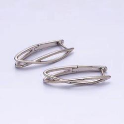 Oblong English Lock Earrings - Silver