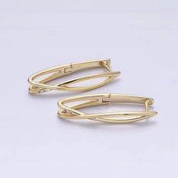 Oblong English Lock Earrings - Gold