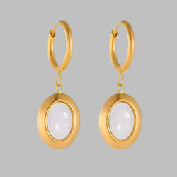 Oval Shiny Shell Dangle Drop Earrings