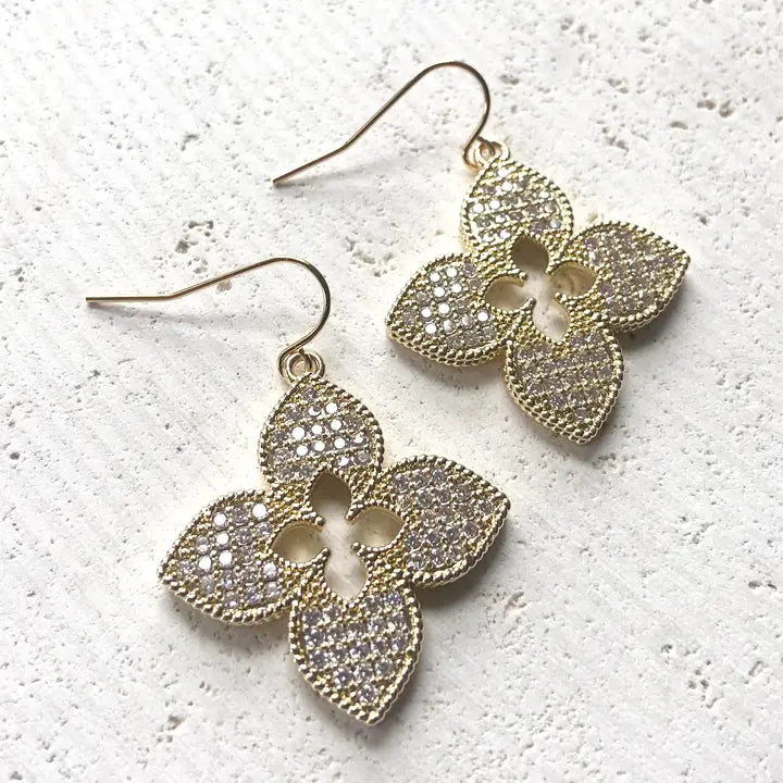 Quatrefoil Clover Boutique Style Earrings - Gold