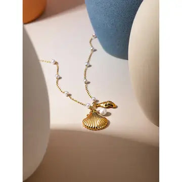 Shell Pearl 18K Gold Plated Stainless Steel Necklace