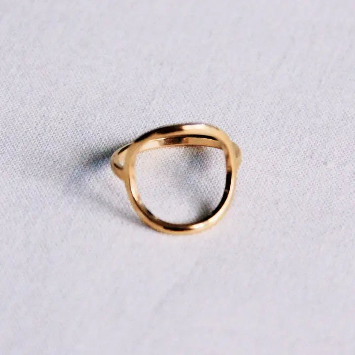 Steel Ring with Open Round - Gold