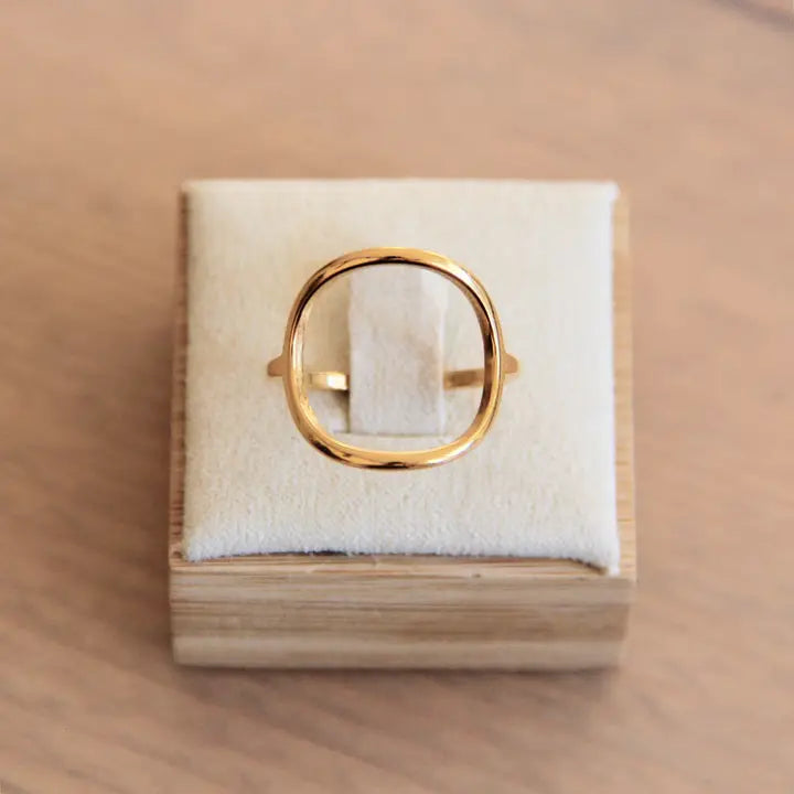 Steel Ring with Open Round - Gold